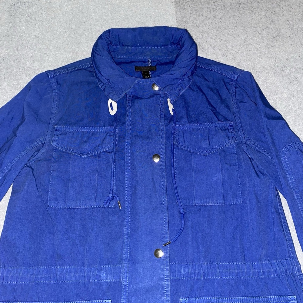 J Crew Women's Utility Cotton Jacket Small Blue Hooded Parka Fishtail Coat - Picture 6 of 16